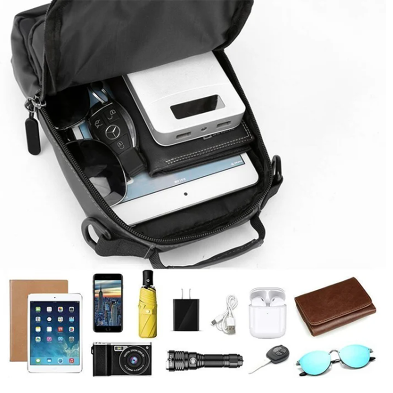 Multi-functional Backpack,  | Cross body Shoulder Bag with USB Charging Port  | Messenger Chest Bag