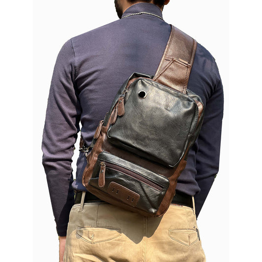 New 2025 Pu Leather  Men chest  Backpack Casual Fashion Male messenger  Crossbody  Bags Small Sling single shoulder bag