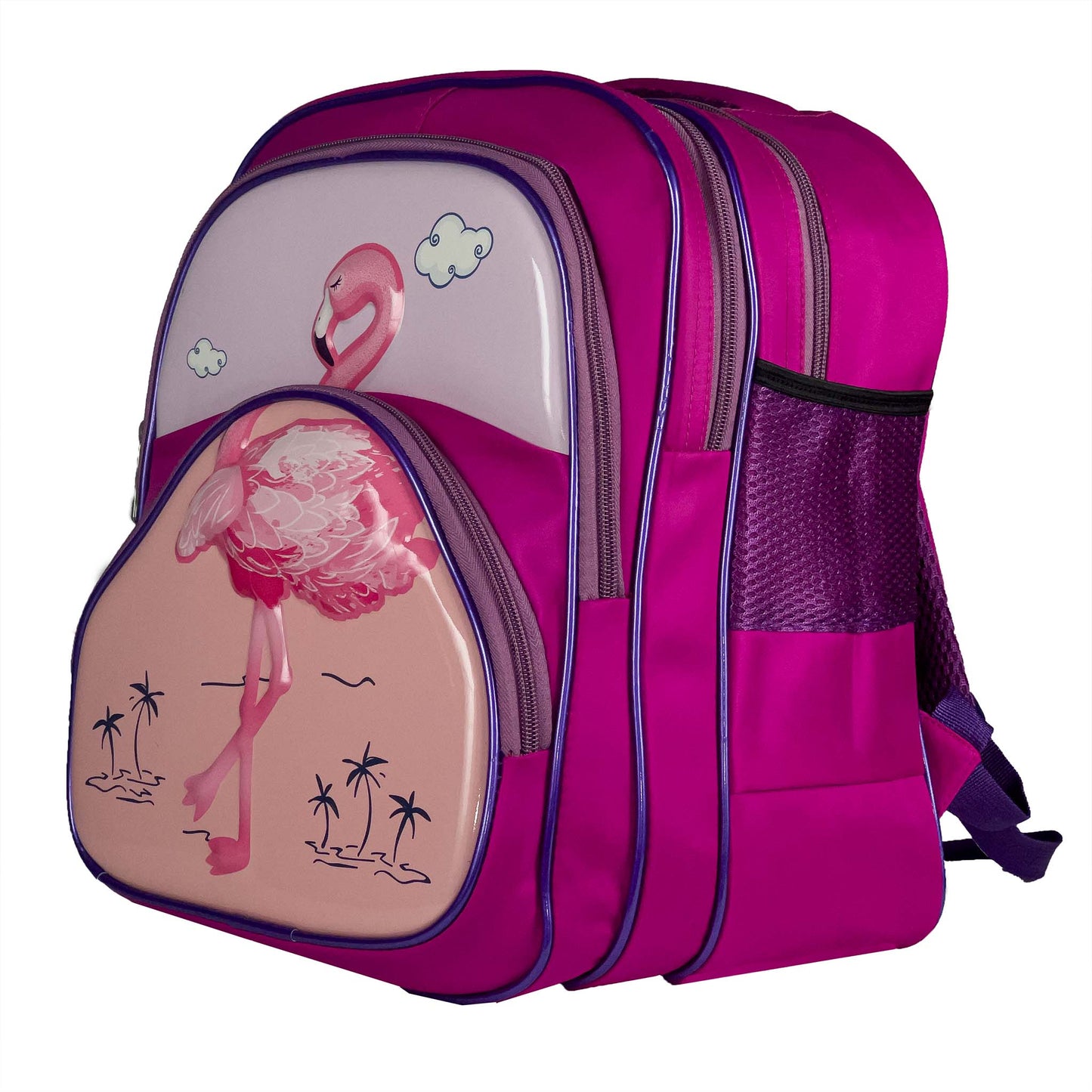 New 2025  School backpack frame for girls Flamingo Character bag